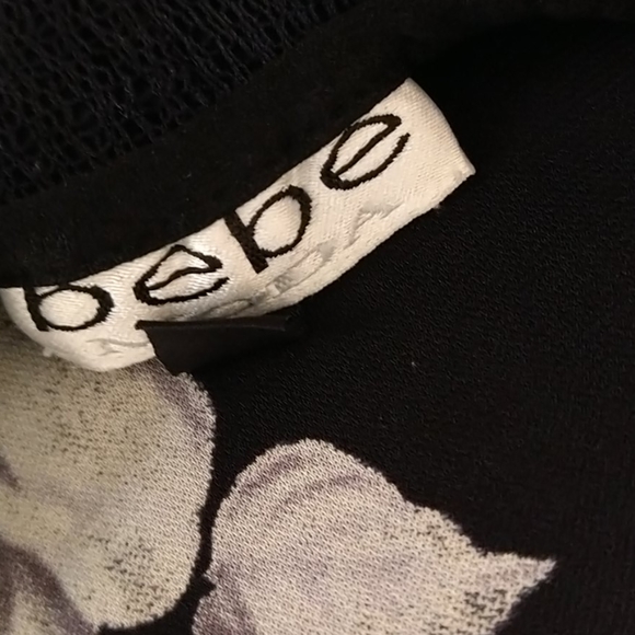 BEBE black mesh flower dress SML - Picture 7 of 7